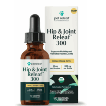 Pet Releaf CBD OIL HIP & JOINT RELEAF 300 mg. Drops Dog & Cat 1 oz.
